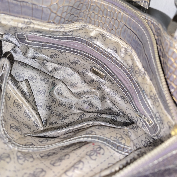 RARE- Vintage Y2K Guess Large Tapestry Cloth Alligator Print Handbag - Picture 12 of 12